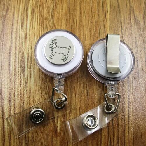 Goat ID Badge Reel gift for him/her friend family retractable recoil id badge holder work fun