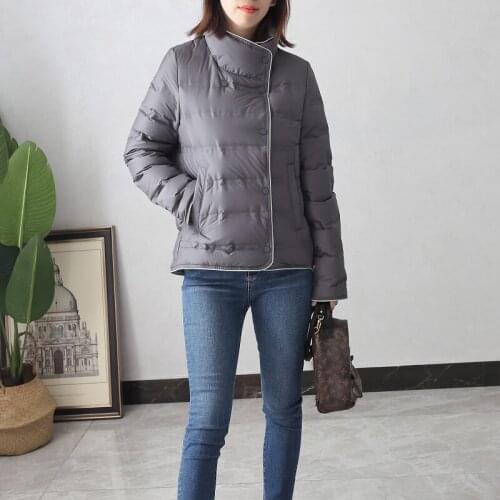 Trendy New Autumn Winter Womens Light Down Jackets Simple Casual Solid Color Short Slim Female Puffer Parkas Warm Outwear