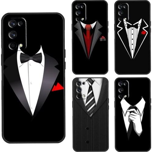 Man Suit Shirt Tie Case For Realme C3 C11 C15 GT Neo Q3 6 7 8 Pro Cover For OnePlus 8 Pro 8T Nord 9 Pro Shell