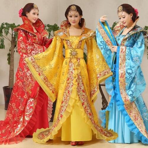 2019 Cute Newly High Quality Chinese Folk CostumeTang Empress Wu Zetian Performance Costume Princess Fairy Queen Outfit Hanfu