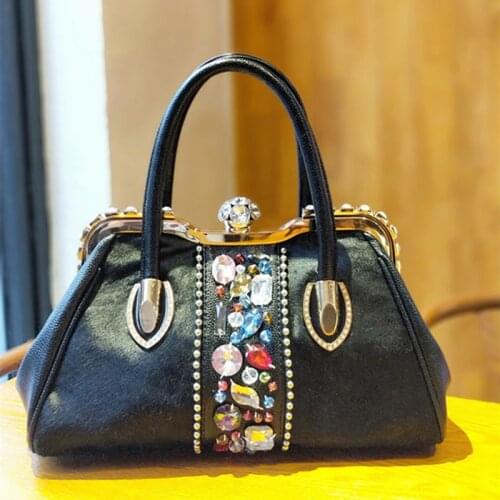 New handbags trendy temperament diamond-studded horse hair bag wild atmosphere handbag shoulder womensbag