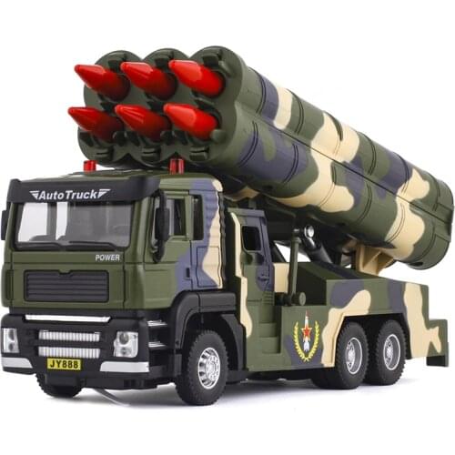 New 1:50 Truck Toy Alloy Rocket Car Missile Car Truck Military Armed Truck Sound Light Pull Back Boy Toy Car Free Shipping