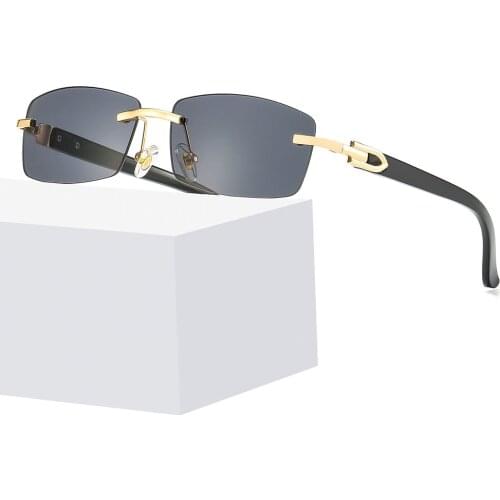 Rimless Sunglasses For Woman Sun Glasses Fashion Trend Sunglasses Vintage Ocean Lens Metal Frame Luxury Shades Gafas BGN1213