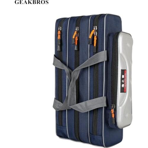 Portable Mini Fishing Bag 50/60cm Rod Reel Lure Pole Tool 2/3 Layer Waterproof Fishing Gear Tackle Storage Case Pesca Organizer