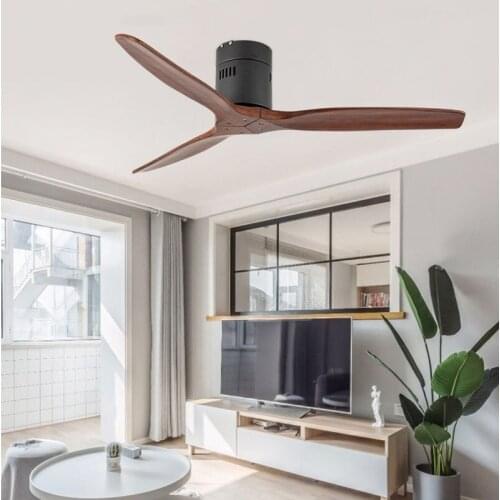 52 Inch ceiling fan without lamp with remote control modern indoor solid wood roof decorate fans for home 110-240Vac motor fan