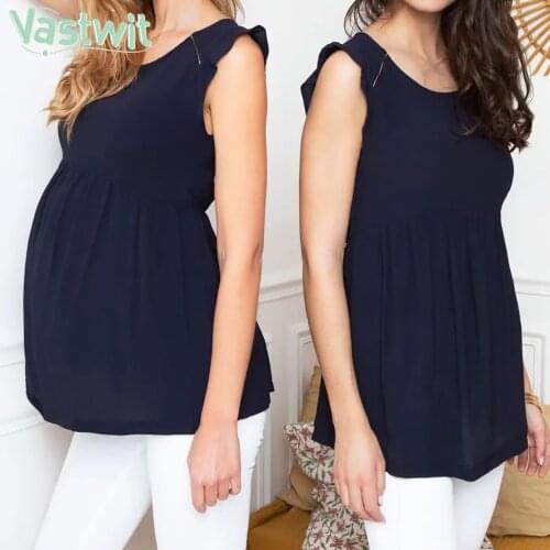 Casual Women Pregnant Maternity Clothes Sleeveles Nursing Tank Tops Breastfeeding Blouse T-Shirt Pregnancy Plus Size Tees TShirt