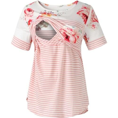 Short Sleeve Casual Loose Nursing Tops Maternity Clothing Plus size Women Pregnancy T-shirt Breastfeeding Tops