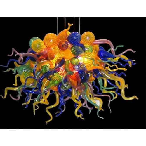 Zhongshan Manufacturer Modern Ceiling Decorative Multi Color Hand Blown Murano Glass Hanging LED Chandeliers for Home Decor