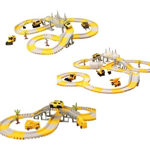 Bendable Railway Race Track Toys Pull Back Vehicle Construction Cars Toy Set