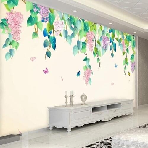 Home Interior Photo Wall Mural Fresh Hand-painted Watercolor Leaves Flowers Artistic Wallpaper Designs For Living Room Bedroom