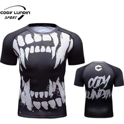 Factory Bulk Order New Design Full Digital Print T-shirt Sport Rashguard Jogging Tight High Quality Fabric