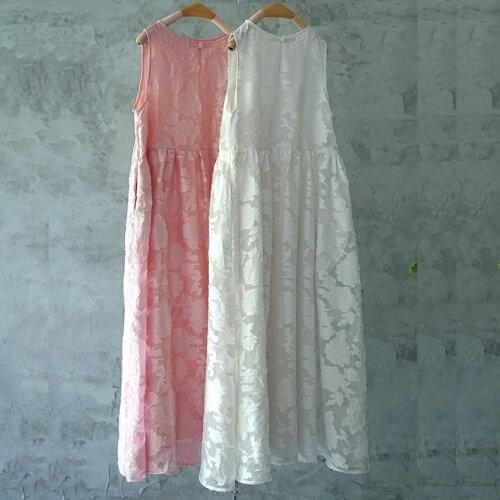 2018 New Arrival Summer Original Design Sleeveless A-Line Dress Women High Waist Big Sweep Garments T1807004