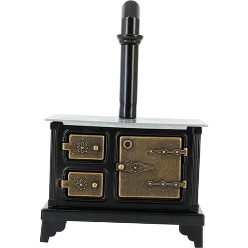 1/12 Doll House Metal Stove with Long Chimney Decor Ornament Toys for Kids