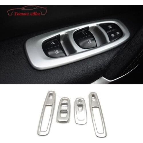 2015 16 17 18 2019 ABS Matte for Renault Kadjar Car Armrest Window Glass Lift Control Switch Fram Cover trim Accessories 4 PCS