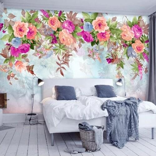 Custom 3D Photo Wallpaper Flowers Mural Papel De Parede Home Decor Pastoral Living Room Bedroom Non-woven Embossed Wallpaper Art