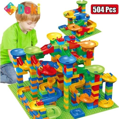 504PCS Small Size Marble Race Run Blocks Maze Ball Track Building Blocks Plastic Funnel Slide Assemble DIY Bricks Kids Gift