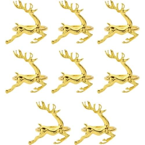 8Pcs Christmas Napkin Rings Party Holiday Wedding Napkin Holder Decoration Adornment Deer Napkin Ring Ornament for Table