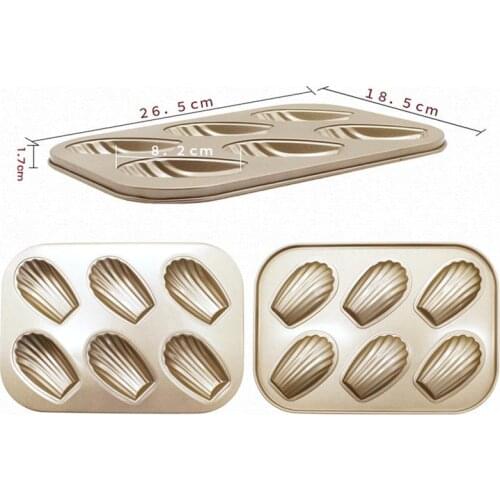Madeleine Pan Non-stick Seashell Shape Madeleine 6-Cells Mold Baking Mold Cake Mould Muffin Home DIY Baking Pans tray