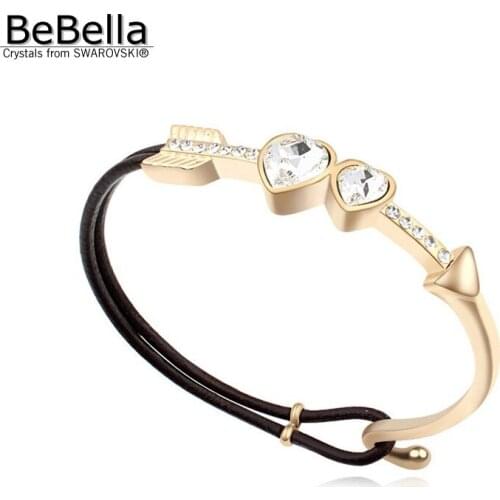 Romantic Heart shape Cupid crystal gold color plated bangle Made with Crystals from Swarovski for girls Christmas gift