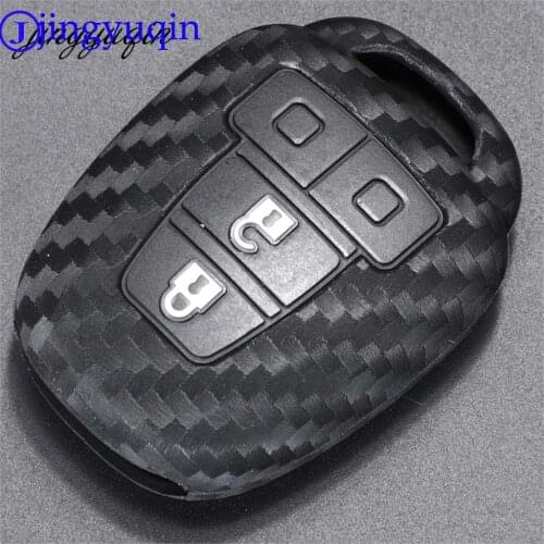 Jingyuqin Car Key Case Cover Fibler Silicone For 2015 Toyota Camry Rav4 COROLLA 4 Button