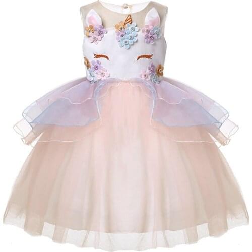 2019 Kids Dresses For Girls Unicorn Party Dress Children Clothing Cosplay Dresses 2-10 Years Carnival Costume Wedding Dresses