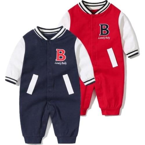 Newborn Infant Baby Boy Romper Spring Autumn Cotton Baseball Style Long-Sleeve Pants One Pieces Jumpsuit Baby Clothes
