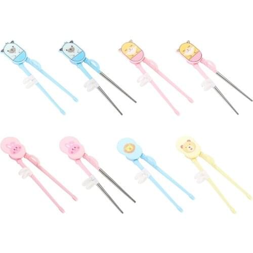 Household Cartoon Plastic Easy-to-Use Training Chopsticks With Silicone Finger Ring For Toddlers Kids Adults And Beginners