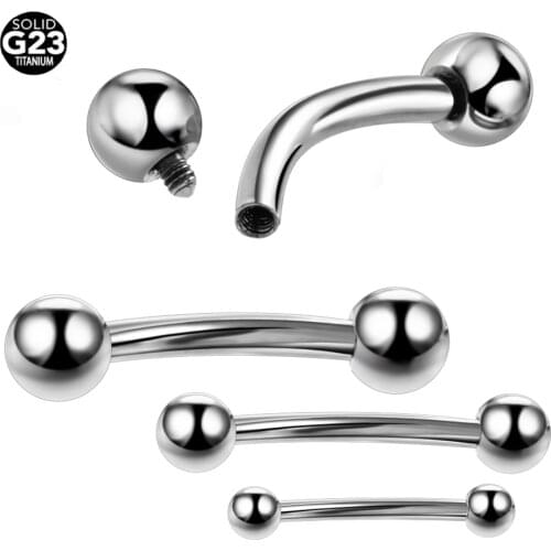 1PC 100% Titanium Eyebrow Piercings Banana Rings Double Ball Curved Barbell Navel Piercing Belly Button Ring Body Jewelry