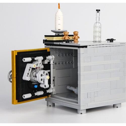 MOC Strongbox Building Blocks Small Particles Modular Coffer Steel Safe Block Model Creativity Toys for Children Birthday Gift