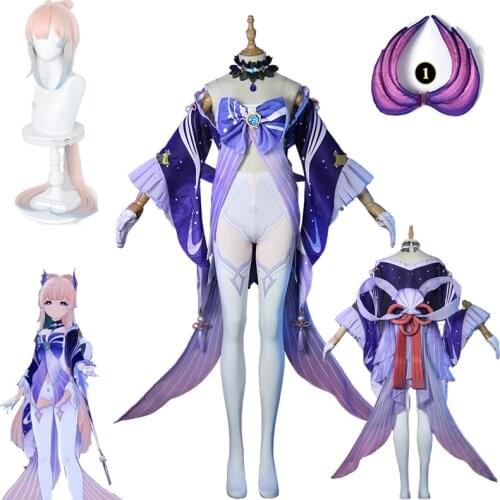 Game Genshin Impact Kokomi Cosplay Costume Sangonomiya Kokomi Cosplay Costume Sexy Women Dress Halloween Ribbon Full Set
