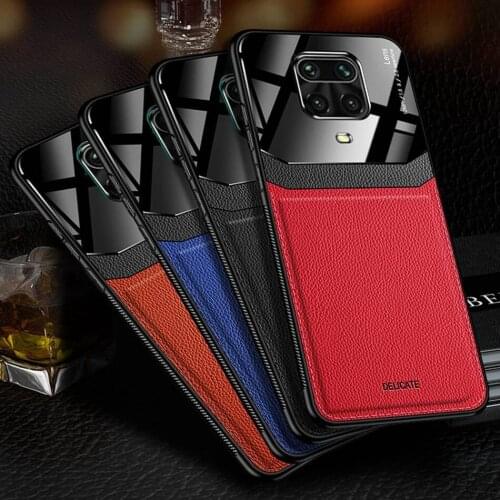 Leather Case For Xiaomi Redmi Note 9S Case Luxury Mirror Glass Bumper Shockproof Cover For Redmi Note 9 Pro Max Case Coque Funda