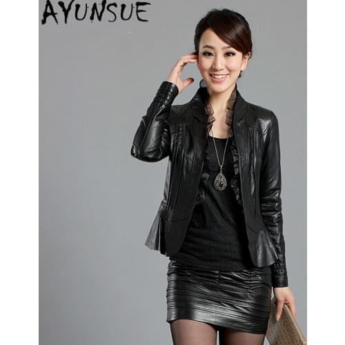 AYUNSUE Natural Sheepskin Coat Female Autumn Womens Leather Jacket 2020 Motorcycle 100% Real Genuine Leather Jacket Women 1205