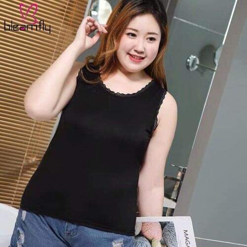 Blach White Plus Size Tank Tops For Woman Lace Sleeveless T Shirt Summer Camisole Cotton Basic Tops 4XL 5Xl Oversized Clothing