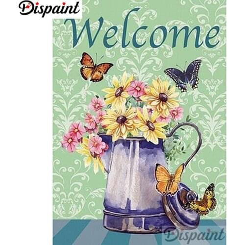 Dispaint Full Square/Round Drill 5D DIY Diamond Painting "Flower butterfly" Embroidery Cross Stitch 3D Home Decor A12912