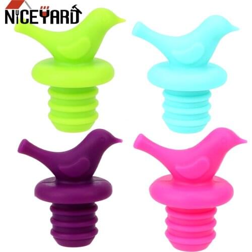 NICEYARD 1Pcs Wine Stopper Preservation Bottle Stopper Reusable Silicone Creative Bird Design Bottle Caps Family Bar Tools