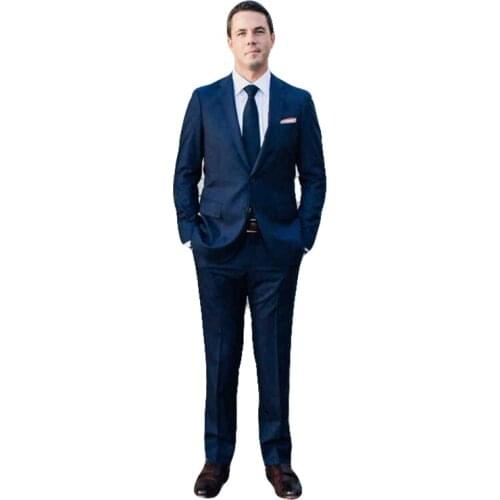 Jacket+Pants) Navy Blue Tradition Private Custom Made 2 Piece Generous Simple Suit Business Mens Suits