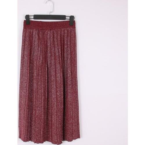 Pleated Skirts for Women Thick Spring Autumn Winter Midi Lurex Knit Skirt Casual Vintage Solid Harajuku Korean Fashion Clothes