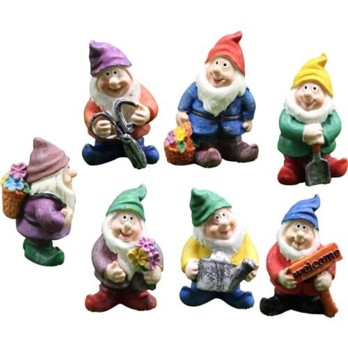 Seven Dwarfs Gnomes Statue Decorations Micro Landscape Miniature Ornament