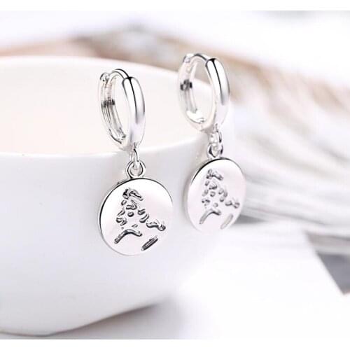 KOFSAC New Fashion Simple Portrait Round Card Hoop Earrings For Women Jewelry 925 Sterling Silver Earring Lady Party Accessories