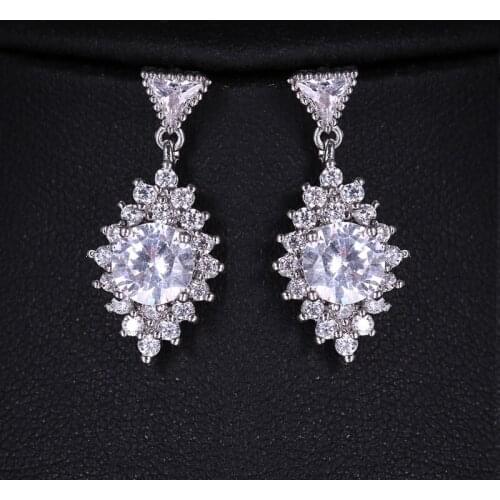 KSRA Chandelier Rhinestone Dangle Earrings Leaf Vine Cubic Zirconia Rhinestone Bridal Wedding Vintage Silver Earrings Prom