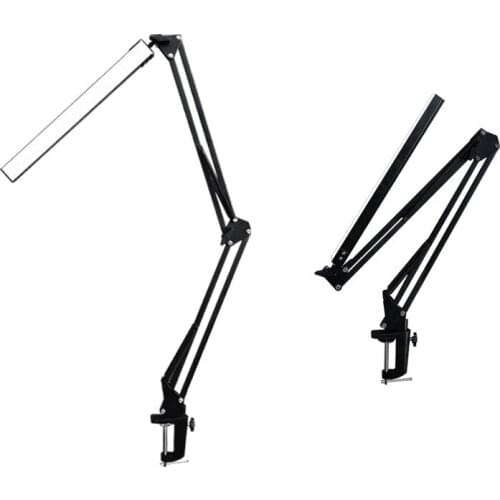 LED Folding Metal Desk Lamp Clip on Light Clamp Long Arm Dimming Table Lamp 3 Colors For Living Room Reading And Computers