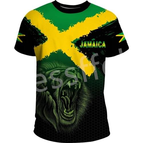 Tessffel Country Flag Jamaica Lion Emblem Summer NewFashion 3DPrint T Men/Women Funny Casual Short Sleeve T-Shirts Streetwear B6