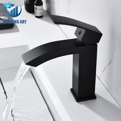 Thick High Quality Brass Waterfall Basin Faucet Bathroom Faucet Hot Cold Mixer Crane Bathroom Faucet Taps With Pop Up Drain