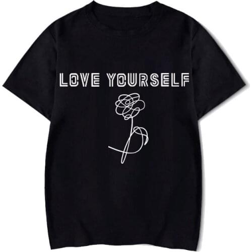 New KPOP love yourself t-shirt Korea summer short sleeve letter t-shirt hot sale casual t shirt women graphic black tees