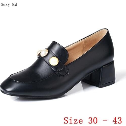 Pumps Women Oxfords Career Shoes Med High Heels Woman Med High Heel Shoes Small Plus Size 30 31 32 33 - 40 41 42 43