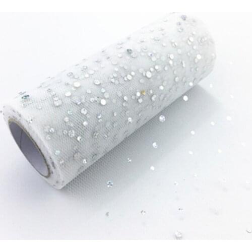 10Yards 15CM Glitter Sequin Tulle Roll Wedding Decoration Gold Laser Organza Silver Sparkly Glitter Sequin Tulle Party Supplies