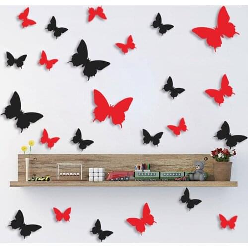12pcs Macaron Blue Pink 3D Effect Butterfly Wall Sticker For Kids Room Colorful Wall Decor Birthday Party Baby Shower Decoration