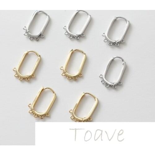 14K gold-plated copper plated real gold square ear buckle multi-circle earrings earrings diy material accessories