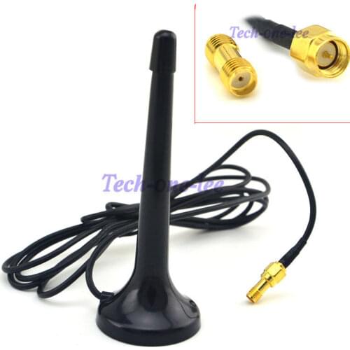 2 piece/lot 17dbi gains DVB-T TV HDTV Antenna SMA Male Telescopic Digital Freeview +A SMA female to SMA female Adapter