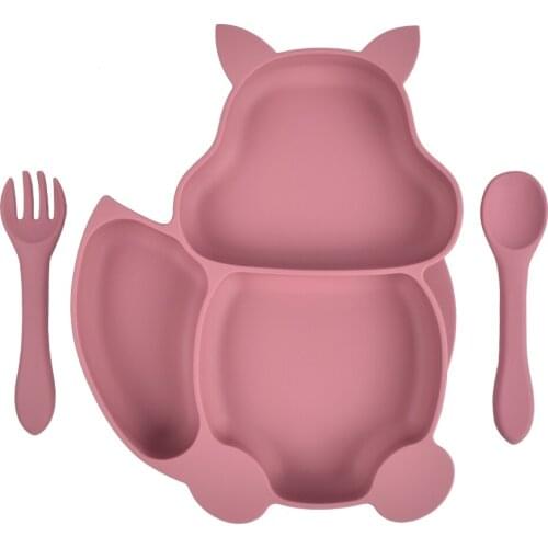 3pcs/Set Baby Training Toddler Plate Baby Cartoon Dinner Plate Set With Sucker Portable Feeding Fork Spoon Kids Food Bowl Set